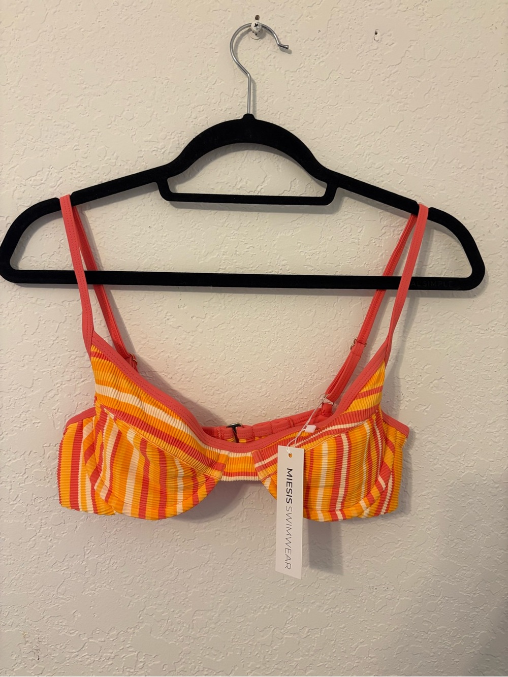 Miesis Swimwear Orange & Pink Striped Underwire Bikini Top